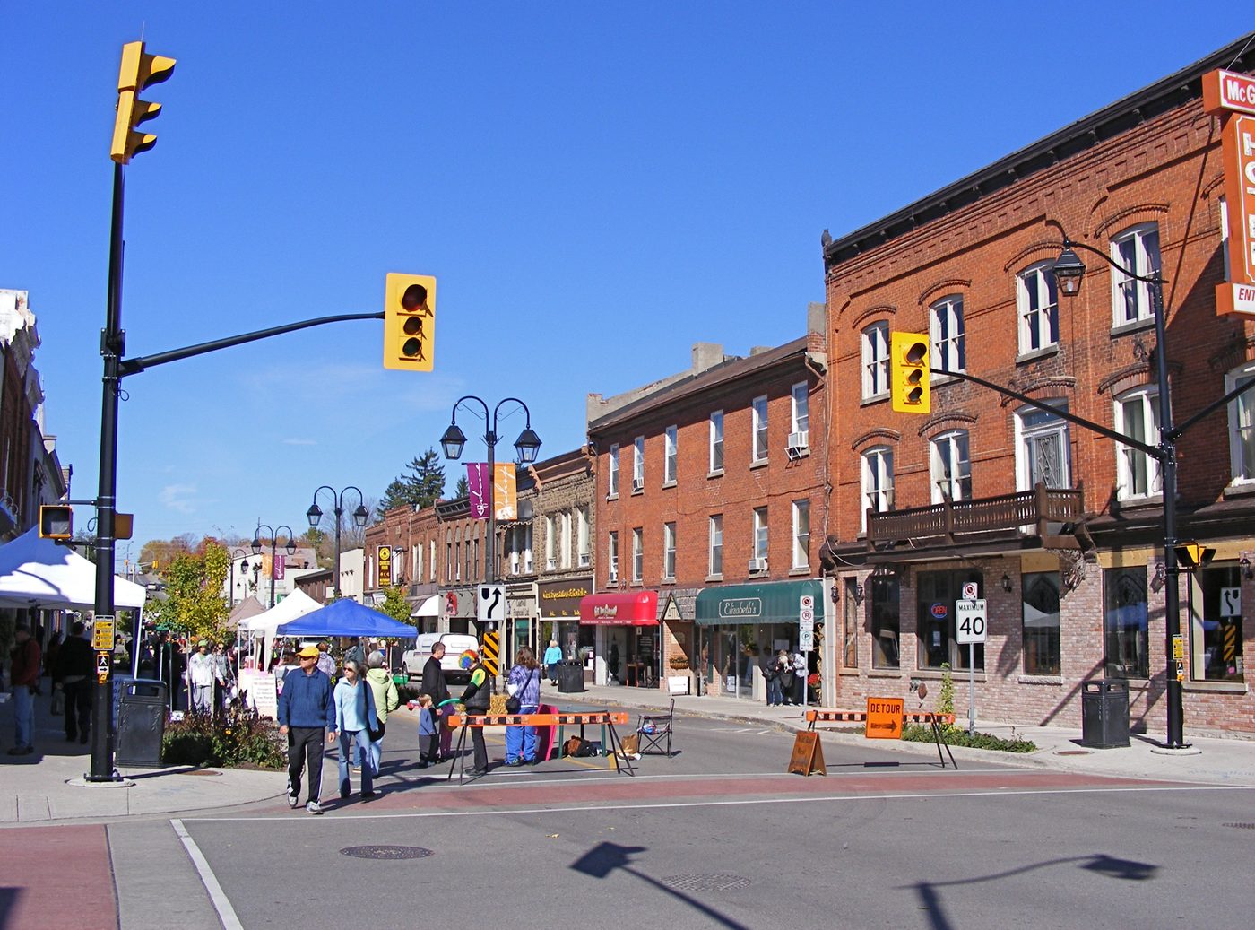 Main Street in Georgetown on a market day — Sensible serves commercial and industrial buildings across Georgetown, Ontario