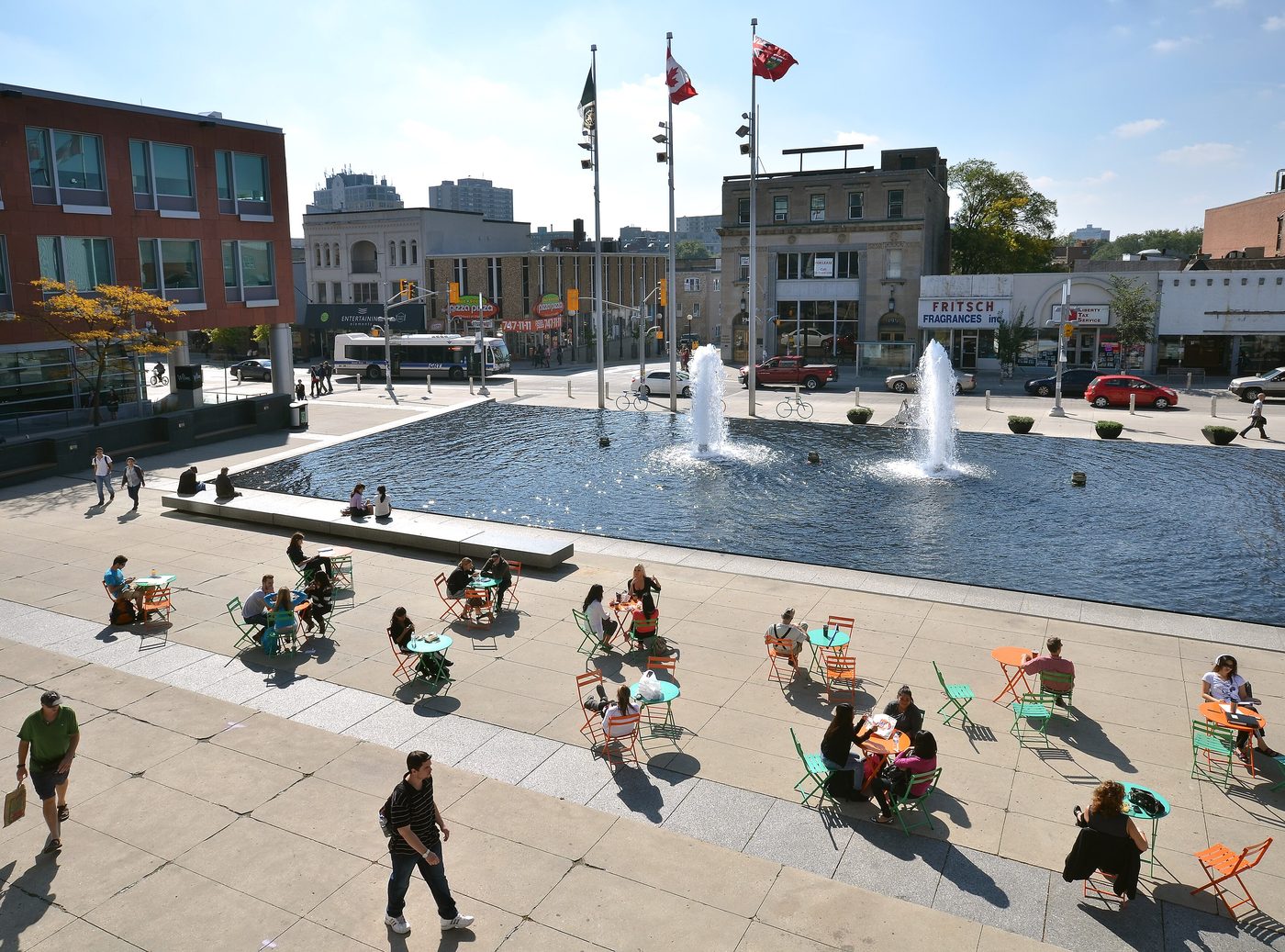 Kitchener City Hall and the fountains at Carl Zehr Square — Sensible serves commercial and industrial buildings across Kitchener, Ontario