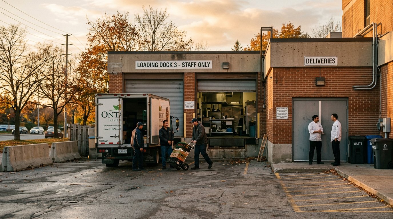 A commercial kitchen loading dock at a Greater Toronto Area hospitality venue
